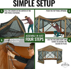 Hike Crew 13’ x 13’ Screened Roof Pop-Up Gazebo Screen Tent | 6-Sided Outdoor Canopy Shelter w/Roof Cover, Built-in Zippered Panels, Built-in Awning, Stakes, Ropes & Carry Bag | UV Resistant SPF 50+
