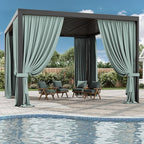 Gazebo Universal Replacement Privacy Curtain,12'×14' Gazebo Outdoor Waterproof Curtains, 4-Panels Sidewall Curtains with Double Zipper for Patio Canopy, Garden and Backyard (Curtain Only)