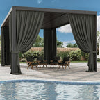 Gazebo Universal Replacement Privacy Curtain,12'×20' Gazebo Outdoor Waterproof Curtains, 4-Panels Sidewall Curtains with Double Zipper for Patio Canopy, Garden and Backyard (Curtain Only)