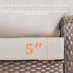 6 Pieces Patio Furniture Set Outdoor Sectional Sofa Couch with Rocking Swivel Chairs 5" Deep Seat Chairs, Modern Wicker Rattan Conversation Set, Beige/Brown Wicker