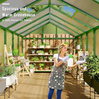 Greenhouse, Greenhouse for Outdoors, Polycarbonate Greenhouses with Quick Setup, Aluminum Frame and Roof Vent, Lockable Door for Backyard, Green Houses for Outside Garden Backyard, Patio