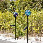VCUTEKA Solar Garden Decorative Lights Outdoor, Mosaic Solar Light Waterproof LED Pathway Stake Light for Landscape Patio Yard Deck Walkway Decoration, 2 Pack （Blue&Purple）