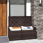 RELAX4LIFE 34-Gallon Outdoor Storage Box - Wicker Rattan Deck Box w/Seat Cushion, Waterproof Liner & Side Handles for Pillows, Patio Cushions, Pool Supplies, Garden Tools, Porch Outdoor Storage Bench