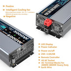 3000W Pure Sine Wave Power 12V Inverter DC to AC 110V 120V Peak Power 6000W with Remote Control 4 AC Outlets,Dual USB Port,LED Display AC Terminal Blocks for Power Inverter Truck RV Car Solar System