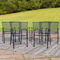 Outdoor Metal Patio Chairs Set of 6, Stackable Iron Mesh Dining Chairs with Armrests, All-Weather Bistro Chairs for Garden, Backyard, Porch, or Balcony