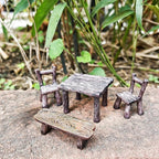 Miniature Garden Furniture Set - 14-Piece Resin Miniature Table and Chairs Set for Outdoor Decor, Adult DIY Craft Gift & Micro Landscape Decor Accessories (Village)