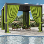 Gazebo Universal Replacement Privacy Curtain,12'×14' Gazebo Outdoor Waterproof Curtains, 4-Panels Sidewall Curtains with Double Zipper for Patio Canopy, Garden and Backyard (Curtain Only)