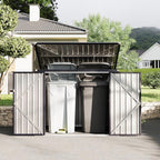 Outdoor Trash Can Storage 2 Binsgarbage Bin Storage Shed, 3x6 FT Garbage Bin Storage Shed with Chain Lid, Metal Outdoor Storage for Garden, Backyard, Lawn and Patio