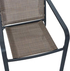7-Piece Patio Dining Set, 48-Inch Round Dining Table with 6 Stackable Chairs, All-Weather Brown Tan