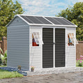 CDCASA 8x6 FT Resin Storage Sheds with Floor, Waterproof Large Outdoor Sheds and Adjustable Openable Windows,Outside Plastic Tool Shed for Backyard Garden Patio Lawn