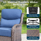 Luxury High Back Outdoor Furniture with 6-Inch Thick Cushions, Patio Furniture Set with Swivel Chairs, 4 PCS Wicker Conversation Set for Porch, Balcony, Deck and Yard
