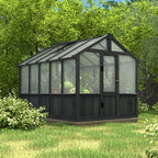 BlueWish 6x10FT Greenhouse, Greenhouse for Outdoor with Cedar Frame, Adjustable Vent, Wood Greenhouses with Polycarbonate Panel, Green House for Outside, Garden, Backyard, Black