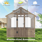 Mupater 6 x 12 FT Wooden Polycarbonate Greenhouse, Outdoor Green House Kit with Ventilated Window and Lockable Door, Walk-in Greenhouse for Backyard, Patio