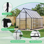 6x11 ft Aluminum Large Walk-in Greenhouses for Outside, Polycarbonate Greenhouse with Aluminum Frame, Greenhouse with Ventilation and Rain Gutter, Polycarbonate Greenhouses for Outdoors