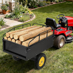 Heavy Duty ATV Dump Cart - Steel Tow Behind Trailer, 750 lbs, 15 Cubic Feet Garden Utility with Removable Sides