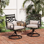 PHI VILLA Patio Dining Chairs Set of 4, Outdoor Swivel Chairs with Cushion and Pillow for Garden Lawn and Deck
