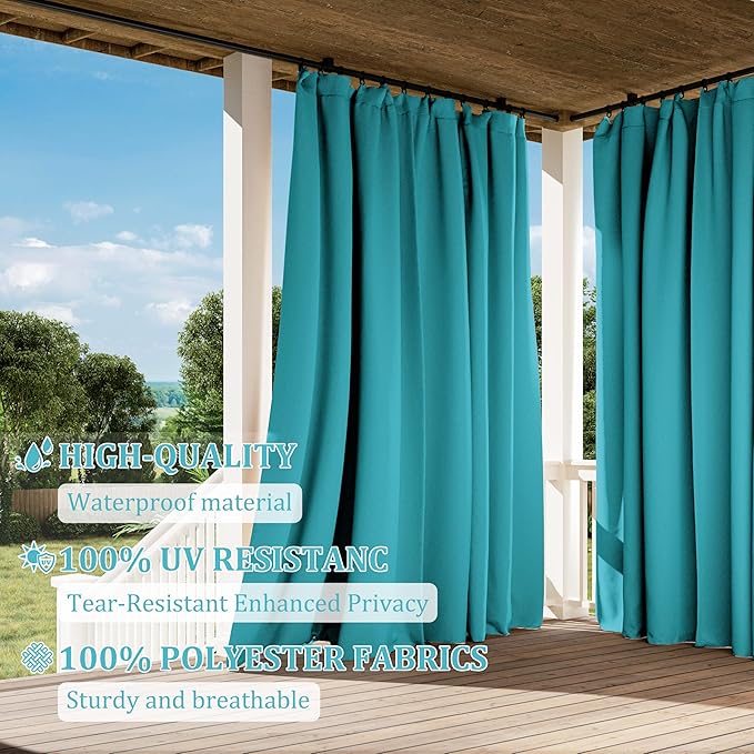 Gazebo Universal Replacement Privacy Curtain,12'×16' Gazebo Outdoor Waterproof Curtains, 4-Panels Sidewall Curtains with Double Zipper for Patio Canopy, Garden and Backyard (Curtain Only)