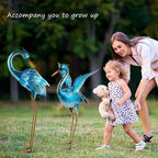 Garden Crane Statues for Outdoor Blue Heron Metal Birds Yard Art Ornaments for Backyard Pond Patio Porch Outside Decorations