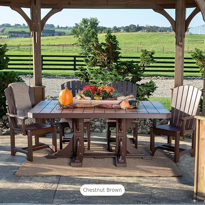 LuxCraft Poly 4' x 6' Rectangular Dining Table, 36.25" Height, Outdoor Patio Table, Made with Recycled Plastics, Made in USA (Weatherwood)