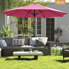 Ayge 9FT Large Outdoor Patio Umbrella Market Table Umbrella-UV Resistant, Easy Push Button Tilt and Crank, 8 Sturdy Fiberglass Ribs Heavy-Duty Pool Umbrella for Deck, Backyard,Garden,Rose Pink