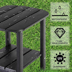 LZRS Double Adirondack Side Table, Outdoor Side Tables, End Tables for Patio, Backyard,Pool, Indoor Companion, Easy Maintenance & Weather Resistant(Black)