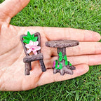 Miniature Garden Furniture Set - 14-Piece Resin Miniature Table and Chairs Set for Outdoor Decor, Adult DIY Craft Gift & Micro Landscape Decor Accessories (Village)
