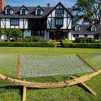 Original Pawleys Island Large Green DuraCord Rope Hammock – 13 ft. x 55 in., 2-Person, 450 lb Capacity, Oak Spreader Bar, Zinc-Plated Hardware, Handcrafted in The USA