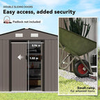 Outsunny 9' x 6' Outdoor Storage Shed, Garden Tool Metal Shed with Foundation Kit, Double Lockable Door, Air Vents and Sloping Roof, for Backyard, Patio, Lawn, Brown