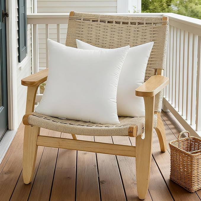 Oubonun 24x24 Waterproof Outdoor Pillow Inserts – Set of 2 Soft & Fluffy, Water Resistant Throw Pillows for Patio, Garden, Porch, or Indoor Decorative