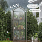 Bamworld Mini Greenhouse for Outdoor 3-Tierd Reusable Portable Warm House with PE Cover Compact Garden and Backyards Portable Rack with Sturdy Eucalyptus Frame Winter-Proof for Plant Protection