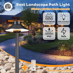 Gardenreet Outdoor Brass Pathway Lights, 2700K/3000K/4000K Adjustable Low Voltage Landscape Path Lighting Wired, 12v Walkway Light LED Waterproof, Black for Outside Garden Yard with G4 Bulb (4 Pack)