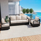 Outdoor Patio Furniture Set, 3-Piece Aluminum Patio Conversation Set All-Weather Metal Outdoor Sectional with 6 Inch Thick Cushions, Deep Setting for Garden, Outside and Porch