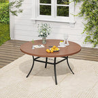 VICLLAX 7 Pieces Outdoor Dining Set, Patio Furniture Set of 6 Patio Swivel Dining Chairs and 50" Patio Round Table, Dark Charcoal Chairs & Walnut Tabletop