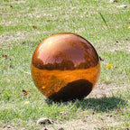 Stainless Steel Gazing Globe Mirror Ball, Decorative Gazing Balls for Garden, Reflective Smooth Garden Ball Sphere for Outdoor Yard Decoration (Orange, Dia: 8 inch)