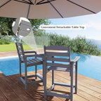 OTSUN Tall Adirondack Chairs Set of 4 with Connecting Tray, 24 inches HDPE Bar Height Outdoor Chairs, All Weather Resistant for Balcony, Porch, Kitchen (4 PCS, Grey)