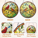 FLAGWIX Red Cardinal Gifts for Women Men - Stained Glass Window Hanging 8 in - Sun Catchers Indoor Window for Home Decor, Sympathy Bereavement Cardinal Memorial Gift Ideas