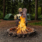 Bella Haus Bigfoot Garden Statue | Sasquatch Enjoying Morning Coffee | Whimsical Bigfoot Cabin Décor for Yard Patio Office or Home | Mythical Coffee-Loving Sasquatch Figurine | Hand-Painted Resin