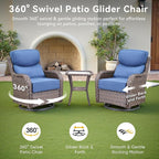 Luxury High Back Outdoor Furniture with 6-Inch Thick Cushions, Patio Furniture Set with Ottomans, 5 PCS Wicker Conversation Set for Porch, Balcony, Deck and Yard