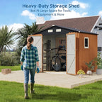6x8FT Outdoor Storage Shed, Metal Garden Shed with Floor Base, Updated Frame Structure & Lockable Doors, Large Tool Shed for Backyard, Patio,Lawn,Utility & Bike Storage