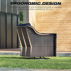 Joyside Wicker Patio Furniture Sets, 3 Pieces Upgraded Large Size Outdoor Furniture with 2 Patio Swivel Chairs and 1 Side Table, Thick Cushions, Wide Armrest