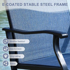 VICLLAX 3 Pieces Small Outdoor Furniture, 2 Patio Swivel Chairs and Small Round Outdoor Table for 2, Blue Chairs & Black