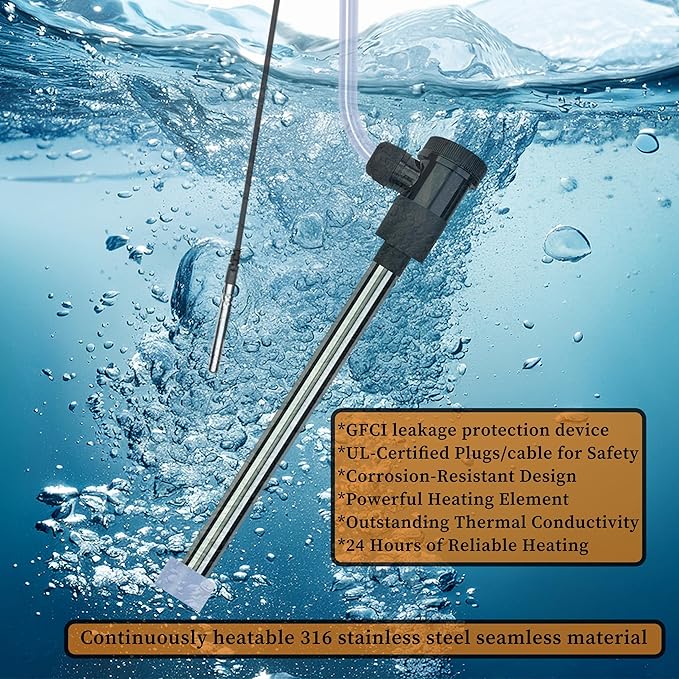 2000W Submersible Water Heater, Portable Electric Pool and Hot Tub immersion Water Heater with Thermostat and GFCI plug for Bathtubs, Baptistry, inflatable Pool, above ground Pool and spa