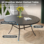 DIFY 9 Pieces Outdoor Patio Dining Set, 8 Dark Grey Textilene Swivel Dining Chairs and 60" Black Round Metal Dining Table, Outdoor Table and Chairs