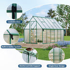8X14 ft Polycarbonate Greenhouse with Aluminum Frame, Polycarbonate Greenhouse for Outdoors, Greenhouses with Ventilation and Rain Gutter, Aluminum Large Walk-in Greenhouses for Outside