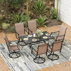 Soohow Swivel Outdoor Dining Chairs Set of 6, Patio Swivel Dining Chair with Textilene Fabric, Outdoor Metal Armchair All Weather Resistant, Ergonomic Comfort, Perfect for Patio, Backyard, Balcony