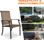 UU Garden Patio Dining Chairs Set of 2, Outdoor Chairs with Armrest, Indoor/Outdoor Chairs Backyard Deck Garden Chair, Restaurant Kitchen Dining Textilene Chair,Brown