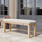 Outdoor Patio Bench, Metal Aluminum Outdoor Bench with Waterproof Cushions, Furniture Seating for Porch, Balcony, Deck, Backyard, Light Wood Color