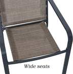 5-Piece Outdoor Patio Dining Set, 40-Inch Round Glass Table with 4 Stackable Chairs, Brown