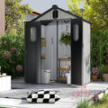 Domi 5×3ft Outdoor Resin Storage Shed - 95+ Cubic Ft Weatherproof Double-Wall Yard Shed with Skylight, Lockable Door and Carpet, Heavy-Duty Steel Frame Storage Building for Lawn Mower, Bike, Tools