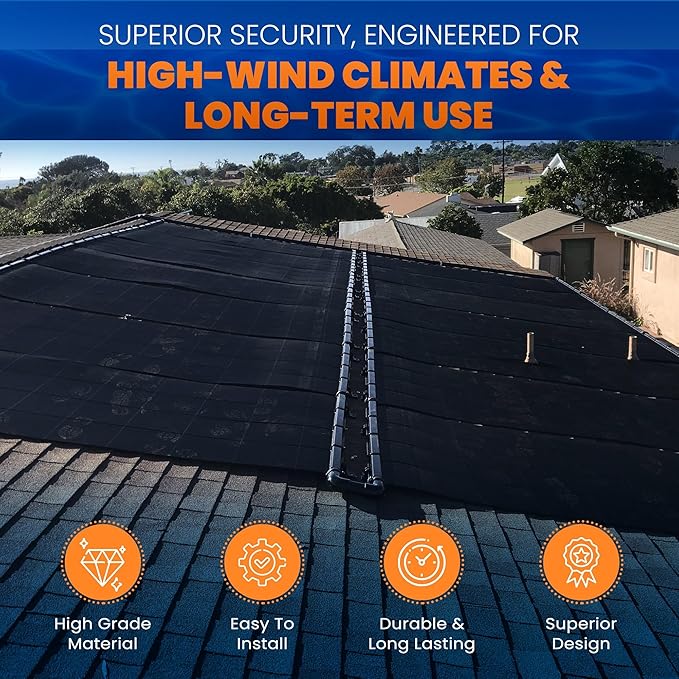Industrial Grade Solar Pool Heater DIY Kit - Superior High-Wind Strapless Mounting System & Maximum Freeze Resistance (8-4'x10.5' / 336 Square Feet)